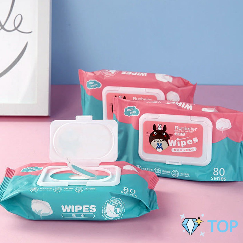 ทิชชู่เปียก 80 แผ่น Baby Wipes ผ้าเปียก กระดาษเปียก ผ้าเช็ดทำความสะอาด