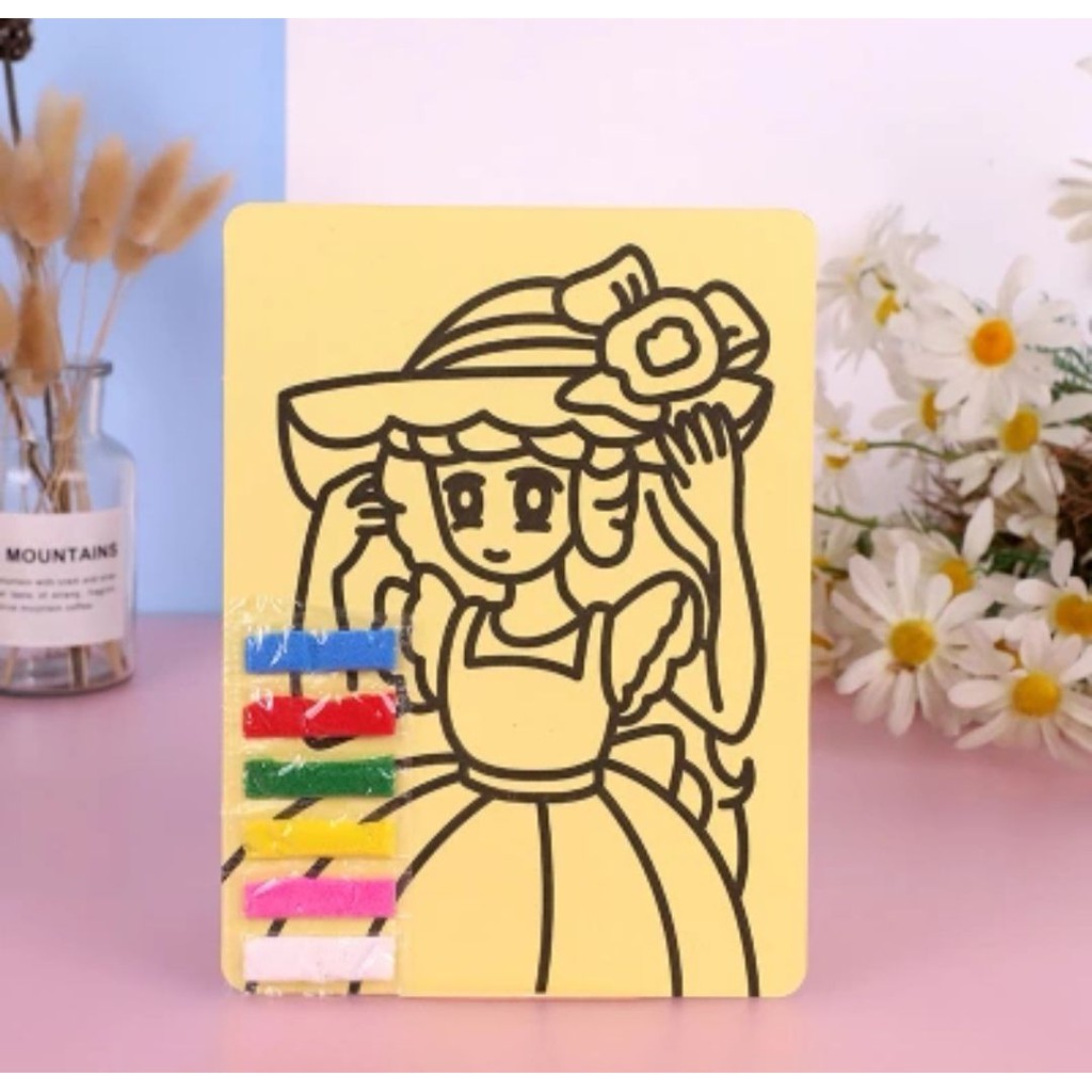 ของเล่นเด็ก ทรายระบายสี 20.5 * 15 cm.(ราคาต่อ 1 ชิ้น สุ่มลาย)