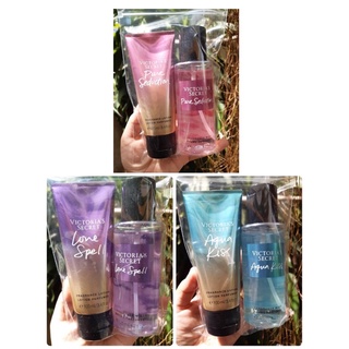 Victorias Secret PURE SEDUCTION + LOVE SPELL + AQUA KISS Body Mist &amp; Lotion SET