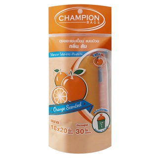 ถุงขยะม้วนกลิ่นส้ม CHAMPION  18x20นิ้ว (แพ็ค30ใบ) ถุงขยะ Garbage Bags Roll Orange Scented CHAMPION 18x20 inches (30/pack