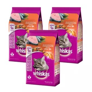 วิสกัส อาหารแมว รสโกเม่ ซีฟู้ด สำหรับ แมว อายุ 1 ปี ขึ้นไป 1.2kg (3 ถุง) Whiskas Gourmet Seafood Flavor Adult Cat Food