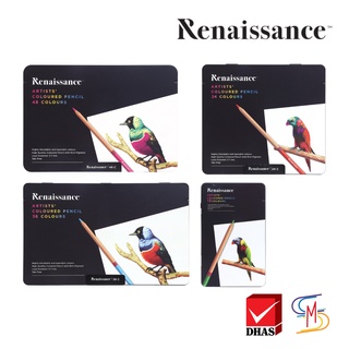 Renaissance สีไม้ ดินสอสีไม้ เกรดอาร์ตติส 12-48 สี รุ่นกล่องเหล็ก จำนวน 1 กล่อง