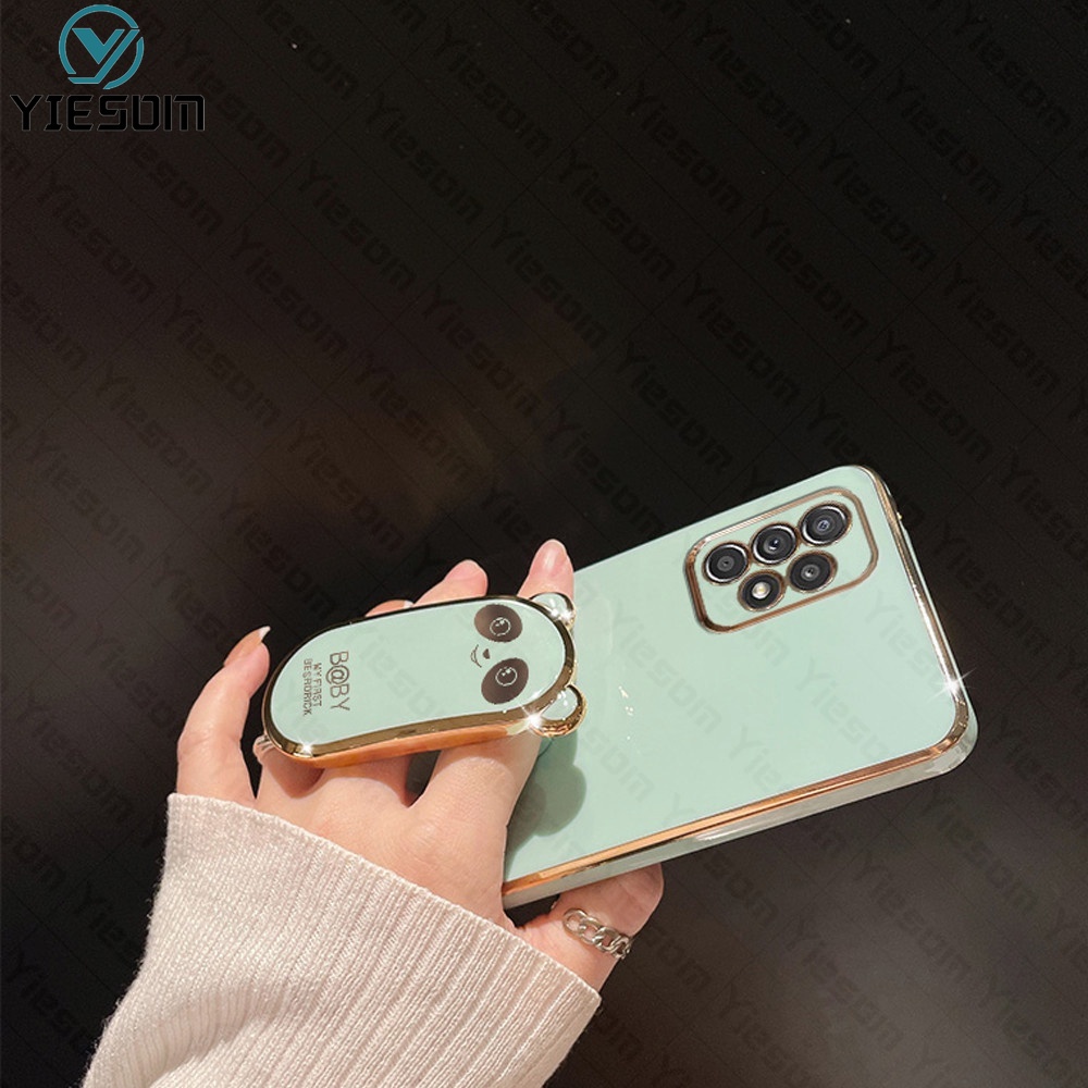 เคสโทรศัพท์มือถือ ซิลิโคนนิ่ม ทรงสี่เหลี่ยม ลายการ์ตูนหมีน่ารัก พร้อมขาตั้งพับได้ สําหรับ Samsung Galaxy A13 4G A23 A33 A53 A73 5G - รูปที่ 6