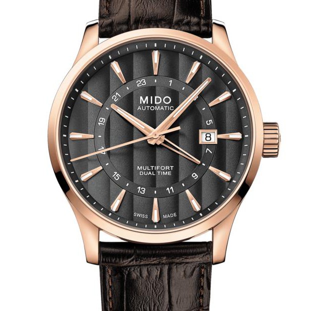 MIDO MULTIFORT GMT (Dual Time) Automatic Mens Watch รุ่น M038.429.36.061.00 - Black/Rosegold