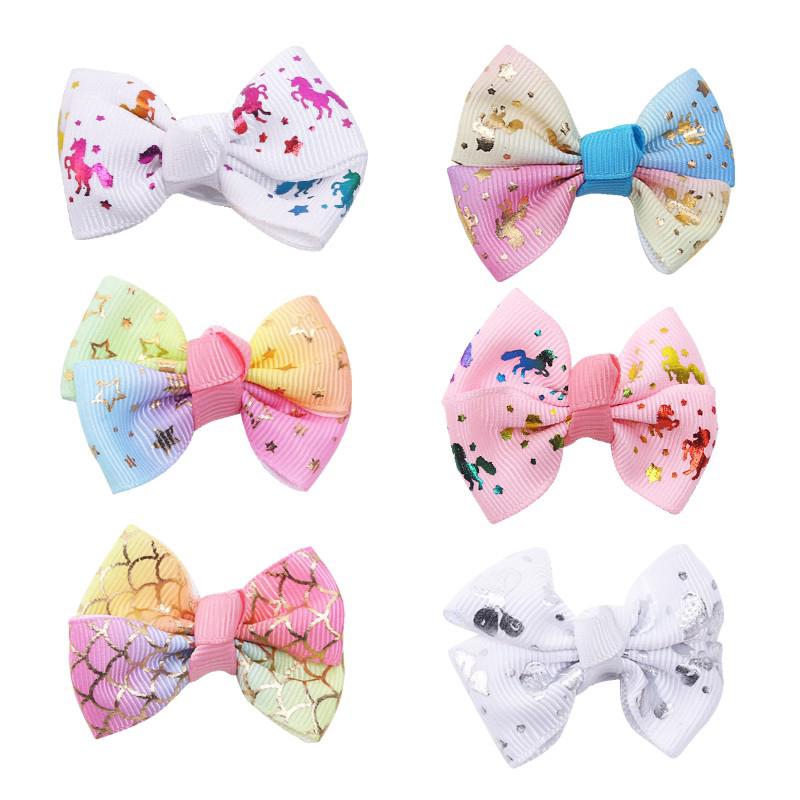 6color  2 Inch Jojo Bows for Girls Jojo Siwa Girl Solid Ribbon กิ๊บติดผมเด็กคันธนูยูนิคอร์นขนาดใหญ่