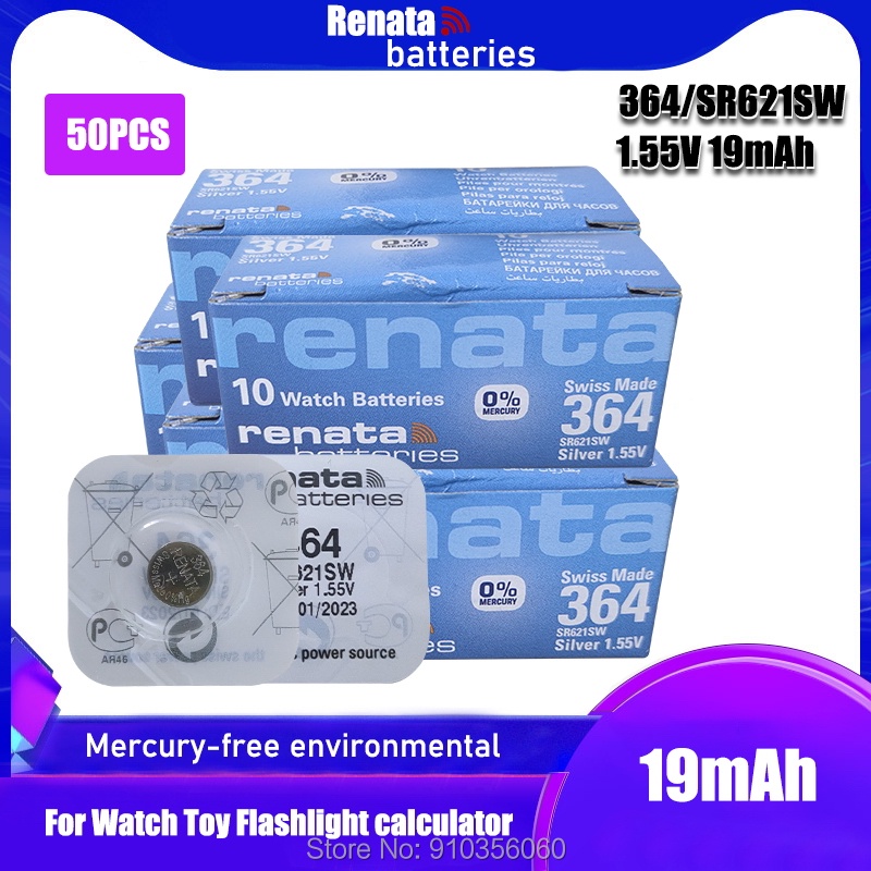 RETAIL New 50Pcs AG1 AG 1 Watch Clock Battery Pilas LR621 LR 621 LR621W SR621SW SR621 1.55V Button C