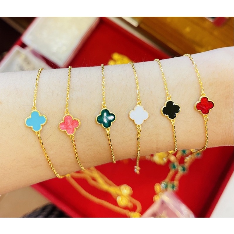 KMDGold สร้อยข้อมือ1/2สลึง ลายแวนคลีฟลงยา สินค้าทองแท้พร้อมใบรับประกัน