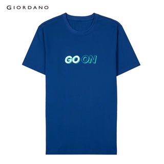 ผ้าฝ้าย 100%GIORDANO เสื้อยืดผู้ชาย คอกลม แขนสั้น - Mens Printed Tee 01091208S-3XL