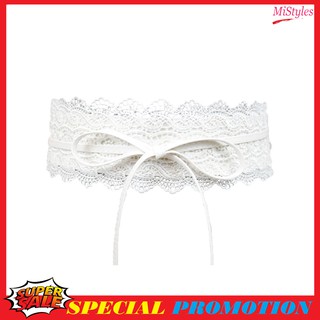 MiStyles  เข็มขัด ผ้าลูกไม้ เข็มขัดผู้หญิง Woman Elastic Lace Belt Waistband 2518 - สีขาว