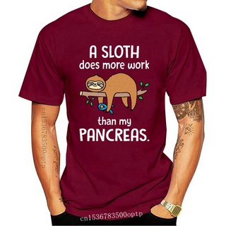 เสื้อยืดผ้าฝ้ายพิมพ์ลายแฟชั่น เสื้อยืด พิมพ์ลาย Diabetes A Sloth Does More Work Than My Pancreas สําหรับผู้ชาย