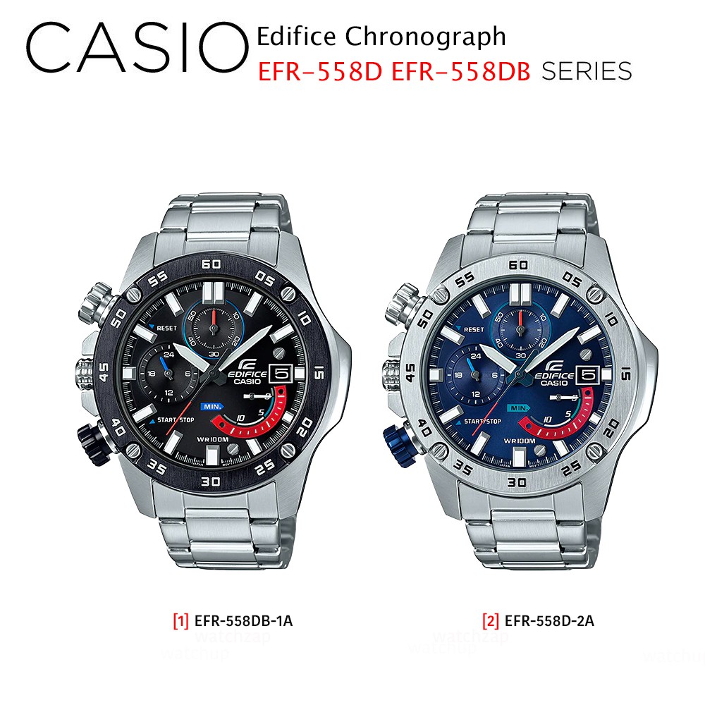 นาฬิกา Casio Edifice นาฬิกาข้อมือผู้ชาย สายสแตนเลส รุ่น EFR-558DB-1A EFR-558D-2A