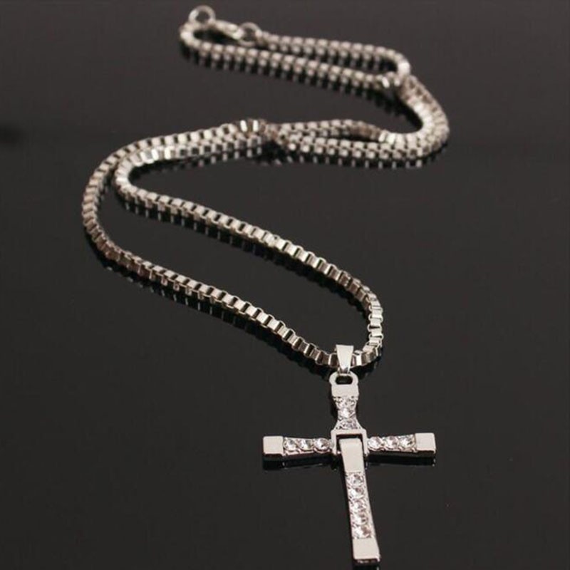 สร้อยคอ ไม้กางเขน Punk Cross Pendant & Necklaces Stainless Steel The Fast and The Furious Men Chain Necklace Christian - รูปที่ 3