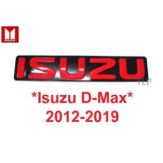 โลโก้กระจังหน้ารถ ISUZU อีซูซุ ดีแม็กซ์ ปี 2012-2019 แดง พื้นดำ D-MAX LOGO ขนาด 31เซนติเมตร ป้ายหน้ารถ โลโก้กระจัง โลโก้