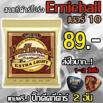 สายกีตาร์โปร่ง ERNIE BALL® เบอร์ 10 Ernie Ball Earthwood "1 ชุดครบ 6 เส้น"