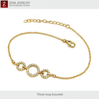 ZignJewerly สร้อยข้อมือเงินแท้925รุ่นโซ่ห่วงเพชรสวิส