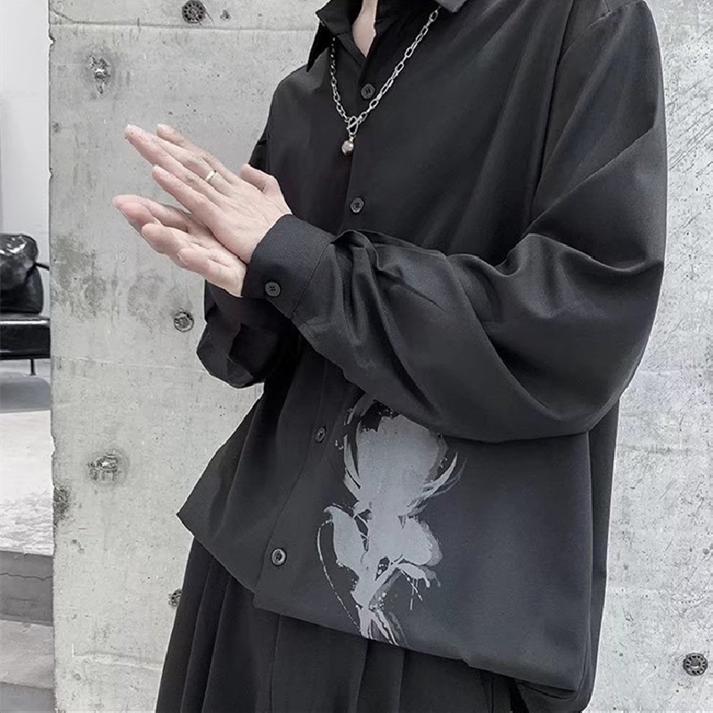4 สี【M-3Xl】เสื้อเชิ้ตแขนยาวพิมพ์ลายแฟชั่นสไตล์เกาหลีสําหรับผู้ชาย ราคา ถูกที่สุด ดีลบีเคเค แกลเลอรีภาพที่ 6