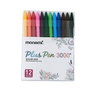 ปากกาสี monami plus pen 3000 12สี