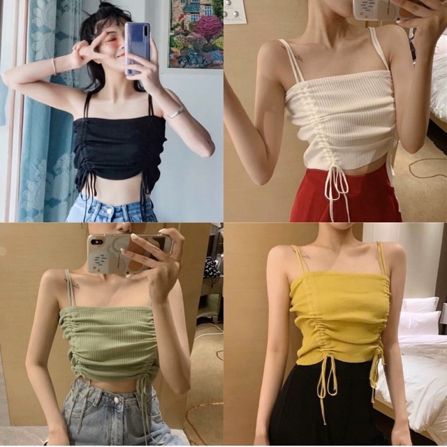 สายเดี่ยวไหมพรมรูดข้าง น่ารักมาก F63