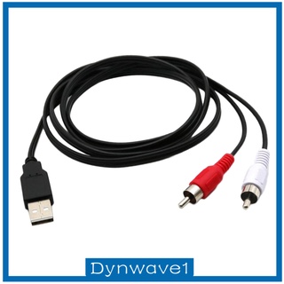 [Dynwave1]1.5ม.Usb 2.0 Female To 2X Rca Male Video A/V อะแดปเตอร์สายเคเบิ้ลกล้องวิดีโอ