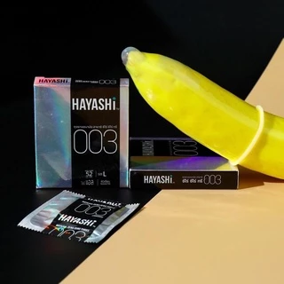 Hayashi 003 ถุงยางอนามัย ฮายาชิ แบบบางพิเศษ ขนาด 52 มม. บาง 0.03 มม. (กล่อง 10 ชิ้น)