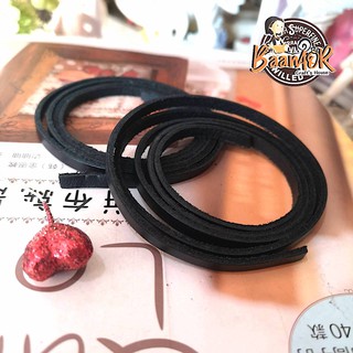 5mm 1pcs เส้นหนัง สีดำ สายหนัง เส้นหนังแท้ หนังแท้ สำหรับทำ สายกระเป๋า ขนาดกว้าง 5 มิลลิเมตร จำนวน 1 เส้น