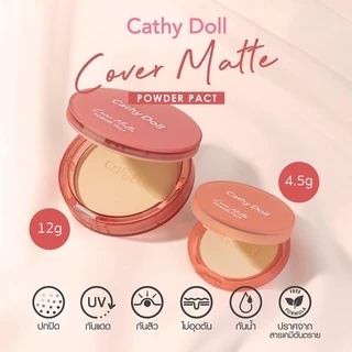 แป้งฝุ่นอัดแข็ง เคที่ดอลล์ คัฟเวอร์ แมทท์ พาวเดอร์ แพ็ค Cathy Doll Cover Matte Powder Pact SPF30 PA+++ 4.5 g./12 g.