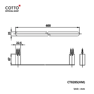 COTTO ราวแขวนผ้ายาว 45-60 ซม.แบบเจาะยึดผนัง รุ่น ARCH CT0284(HM) CT0285(HM)