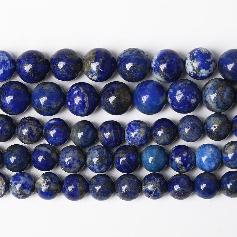 Lapis Lazuli รอบหลวมลูกปัด 15 "Strand 4 6 8 10 12 MM ขนาดสําหรับเครื่องประดับทําสร้อยข้อมือ