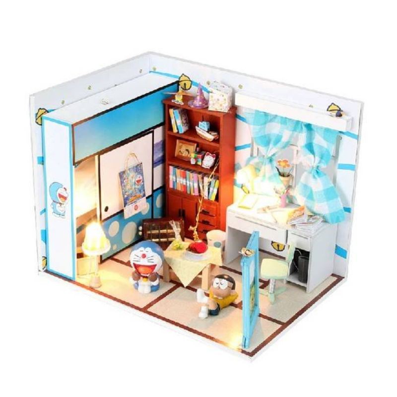 พร้อมส่ง ชุด Diy ห้องนอนโนบิตะ Wooden Toy DIY House Doraemon Nobita roomDoll house ห้องนอนโนบิตะ ห้อ