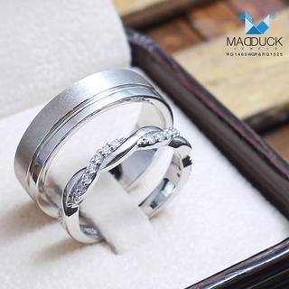 Madduckjewels แหวนเงินแท้ เพชร CZ ชุบโรเดียม RG1469WGR-RG1525