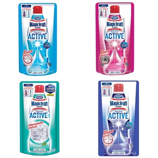 Magiclean Active Bathroom &amp; Toilet Cleaners Refill มาจิคลีน แอคทีฟ ผลิตภัณฑ์ทำความสะอาดห้องน้ำชนิดถุง 600 มล. มี 4 กลิ่น