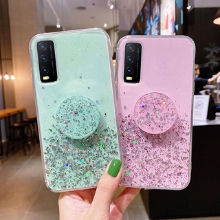 เคสที่วางโทรศัพท์ Vivo Y12A Y3s Y12s Y20sG 2021 Bling Sequins ใส อ่อนนุ่ม ซิลิโคน ปลอก Vivo Y3s Y12s Y20sG Y20 Y20s Y12A วีโว่ เคสโทรศัพท์