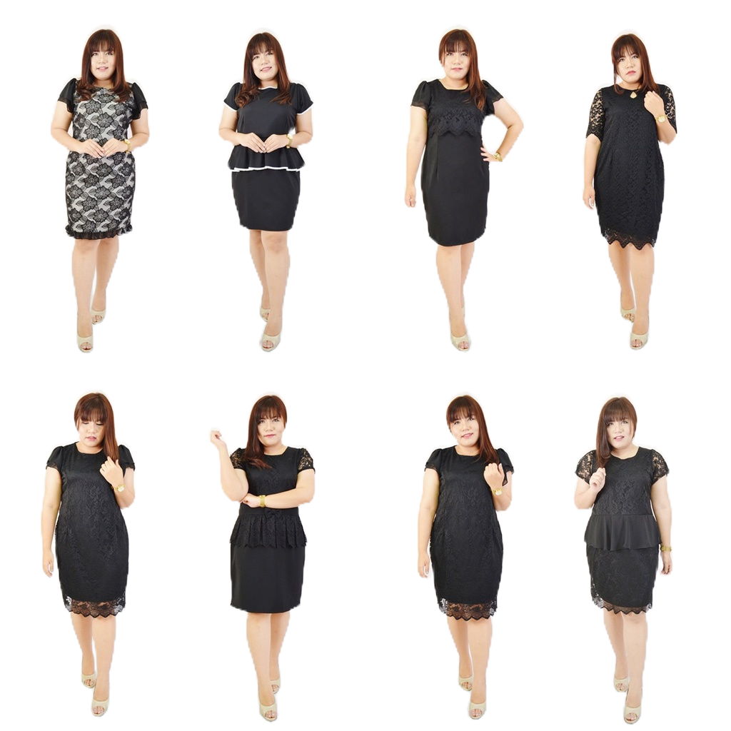 เดรสสาวอวบ Plus size ชุดทำงานสาวอวบ ชุดดำคนอ้วน ชุดดำสาวอวบ (รวม)