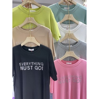 เสื้อยืดรีดเพชรลาย everything must go! 🌟ป้าย its me basic