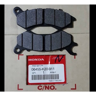 06455-K20-911ผ้าเบรคหน้าแท้PCX150รุ่นปี2012-17, ZOOMER X(รุ่น3พอต)1ชุด อะไหล่แท้HONDA