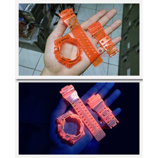 กรอบสาย(ใส) G-SHOCK สีส้มสะท้อนแสง ใส่ได้รับรุ่น GA-100 ,GA-110 ,GA-120 ,GD-100 ,GD-120 สายนาฬิกาข้อมือ สินค้าคุณภาพ