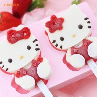 พิมพ์ซิลิโคน สําหรับทําไอศครีม น้ำเเข็ง อาหาร  chefmade hello kitty kt7078