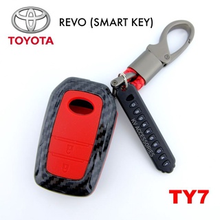 B.S.D ซองกุญแจรีโมท เคสรีโมทกุญแจเคฟล่า TOYOTA รุ่น REVOH ( SMART  KEY ) ปุ่มสีแดง  รหัส TY7