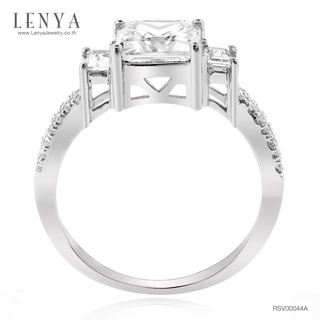 Lenya Jewelry แหวนประดับเพชร DiamondLike ดีไซน์หรูหราคลาสสิค ตัวเรือนเงินแท้ชุบทองคำขาว