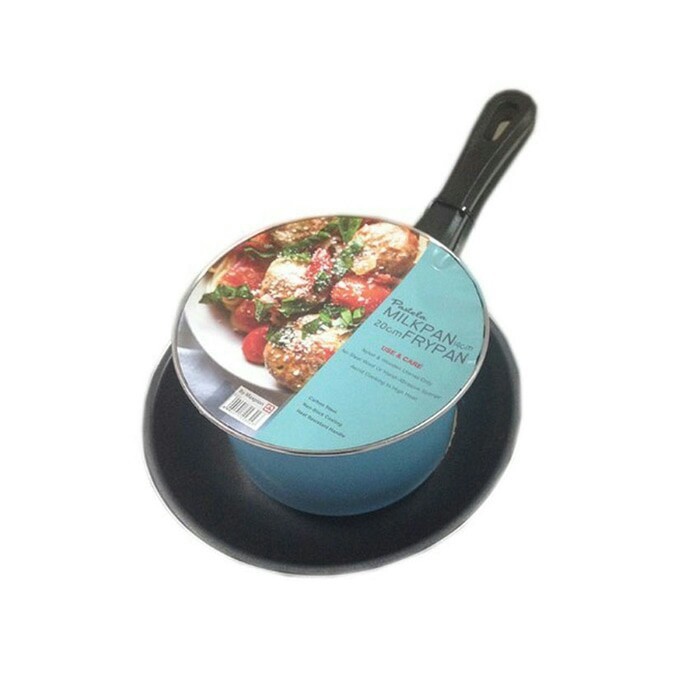 MASPION PASTELA MILK HANDLE PAN SET 14CM & FRY PAN 20CM