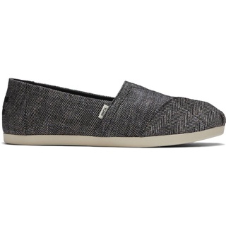 TOMS รองเท้าลำลองผู้หญิง แบบสลิปออน (Slip on) รุ่น Alpargata Seasonal Black Mettalic Herringbone รองเท้าลิขสิทธิ์แท้