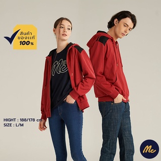 Mc JEANS เสื้อกันหนาว เสื้อ ฮู้ด mc เสื้อแขนยาว Unisex สีแดง MJHP151