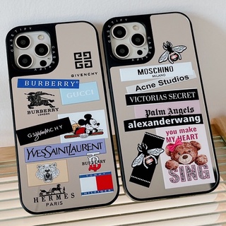 เคสโทรศัพท์มือถือ แบบกระจก ลายฉลากแบรนด์ สําหรับ Iphone 14 14plus 14pro 14promax