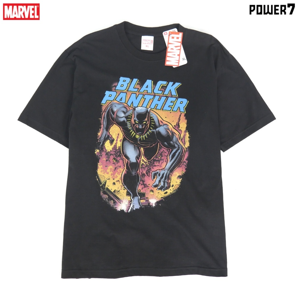 Power 7 Shop เสื้อยืดการ์ตูน มาร์เวล Black Panther ลิขสิทธ์แท้ MARVEL COMICS T-SHIRTS (MVX-028)