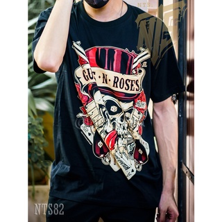 【🔥🔥】ผ้าฝ้าย 100% 82 GNR Guns n Roses ROCK เสื้อยืด เสื้อวง เสื้อดำ สกรีนลายอย่างดี ผ้าหนานุ่ม  T SHIRT S M L XL XXLS-