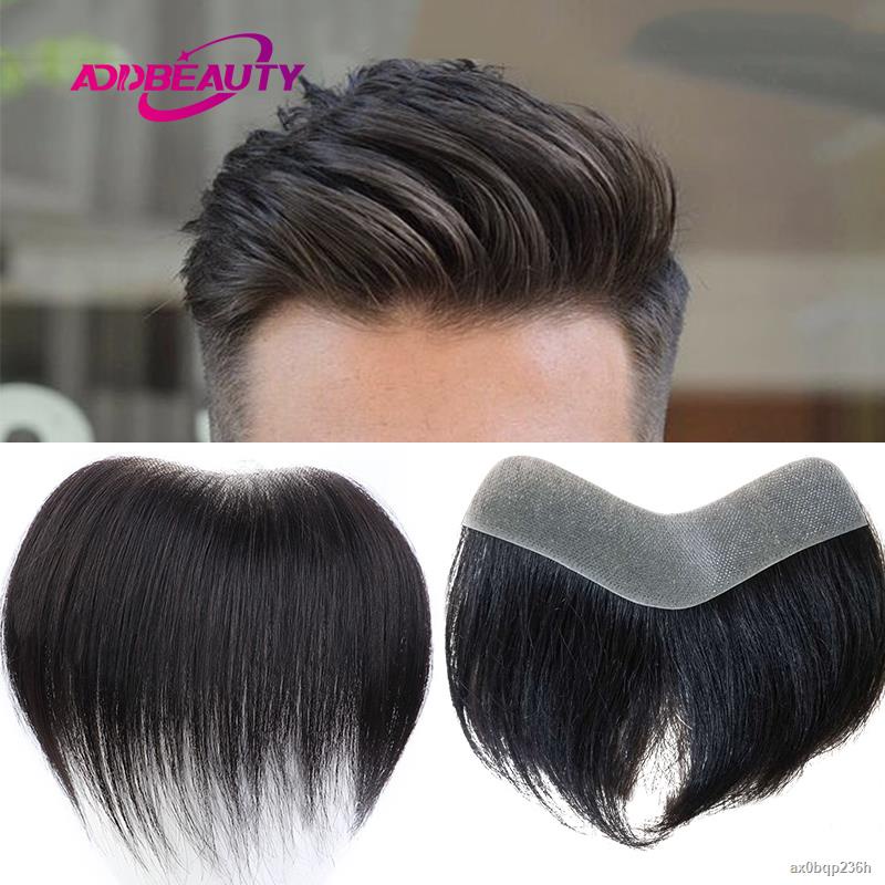 ❁✤Men Toupee PU V Style Front Human Hair Wigs Indian Human Remy Hair  Replacement Straight Hairpiece Natural Color 6inche | Shopee Thailand