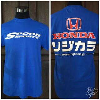 ใหม่เสื้อยืดลําลองสําหรับผู้ชายแขนสั้นคอกลมพิมพ์ลาย honda spoon sport car racing gildan ultra royal เหมาะกับการเล่นกีฬา