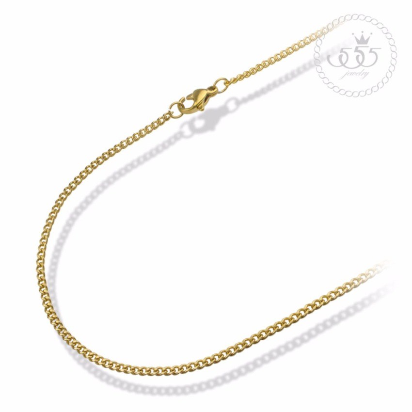 555jewelry สร้อยคอโซ่ ลาย Plain Curb ดีไซน์ Unisex รุ่น MNC-C076 - สร้อยสแตนเลส สร้อยคอผู้ชาย สร้อยคอผู้หญิง (CH13]