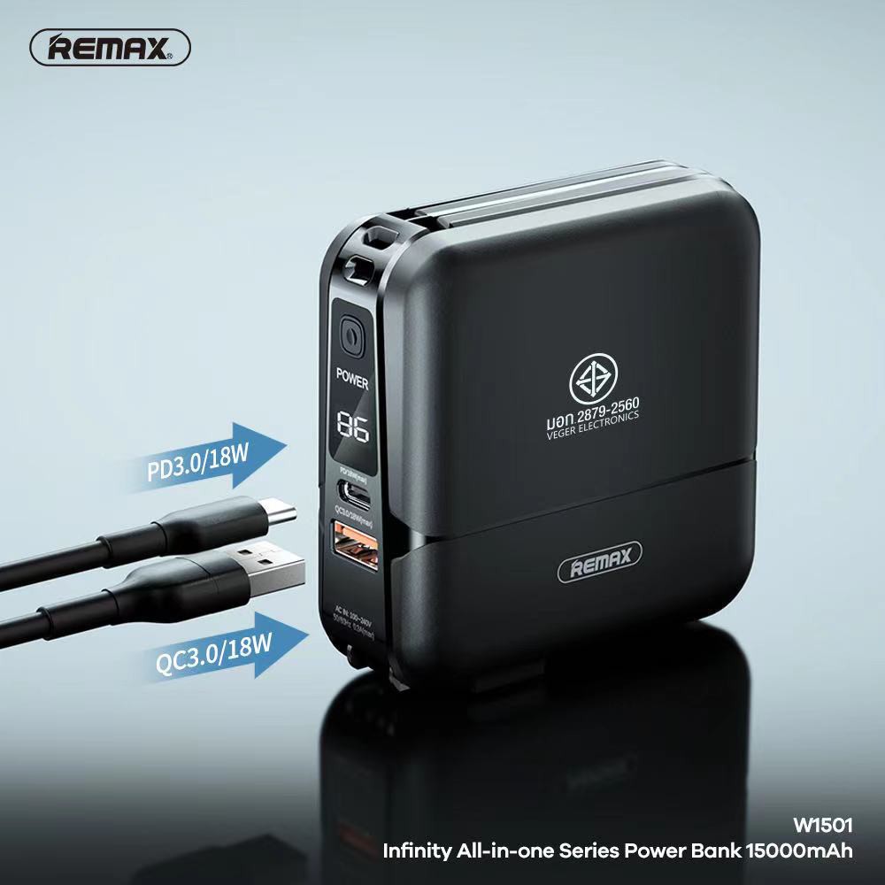 แบตสำรอง Power Bank TypeC To Lightning 15000mAh REMAX W1501 15000mAh