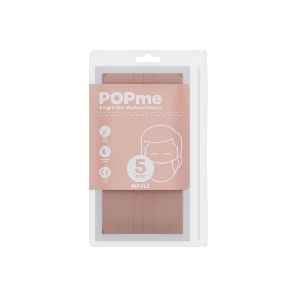 พร้อมส่ง POPme Mask ของแท้ นำเข้าจากอิตาลี (1 ซอง 5 ชิ้น) | หน้ากากอนามัยสีนู้ด หน้ากากโรเซ่